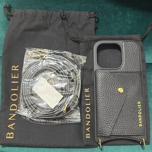 Bandolier iPhone 14 Donna Case & Crossbody Strap Black/Gold